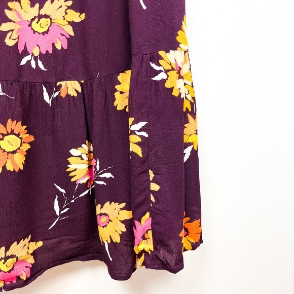 NWT Gap Purple & Yellow Floral Long Sleeve Maxi Dress - Picture 7 of 11